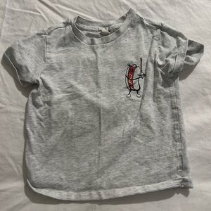 Miles the label baseball t shirt with hot dog graphic